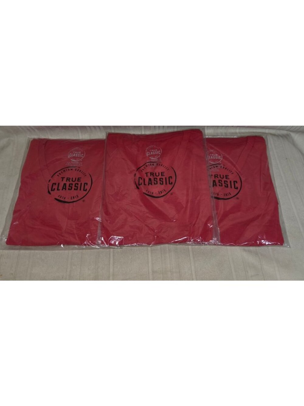 True Classic Men's V-Neck Shirt Short Sleeve RED Size XXLarge Lot of 3 New 2X
